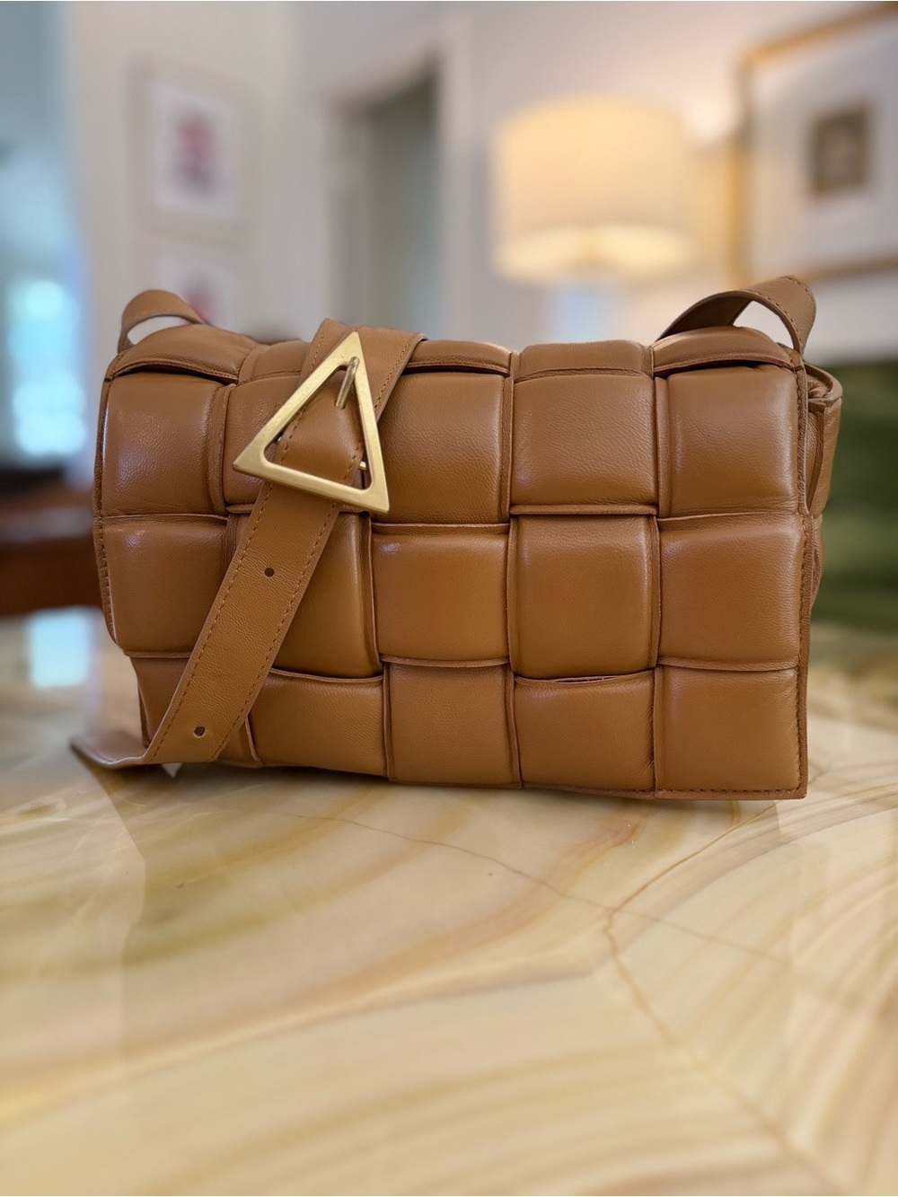 Bottega Veneta Padded Cassette Caramel Lambskin Crossbody Bag